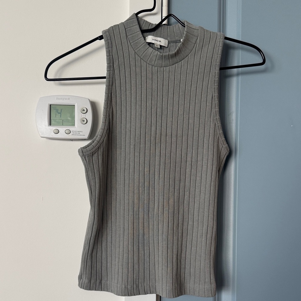 Vince Sage grey Ribbed Knit Top